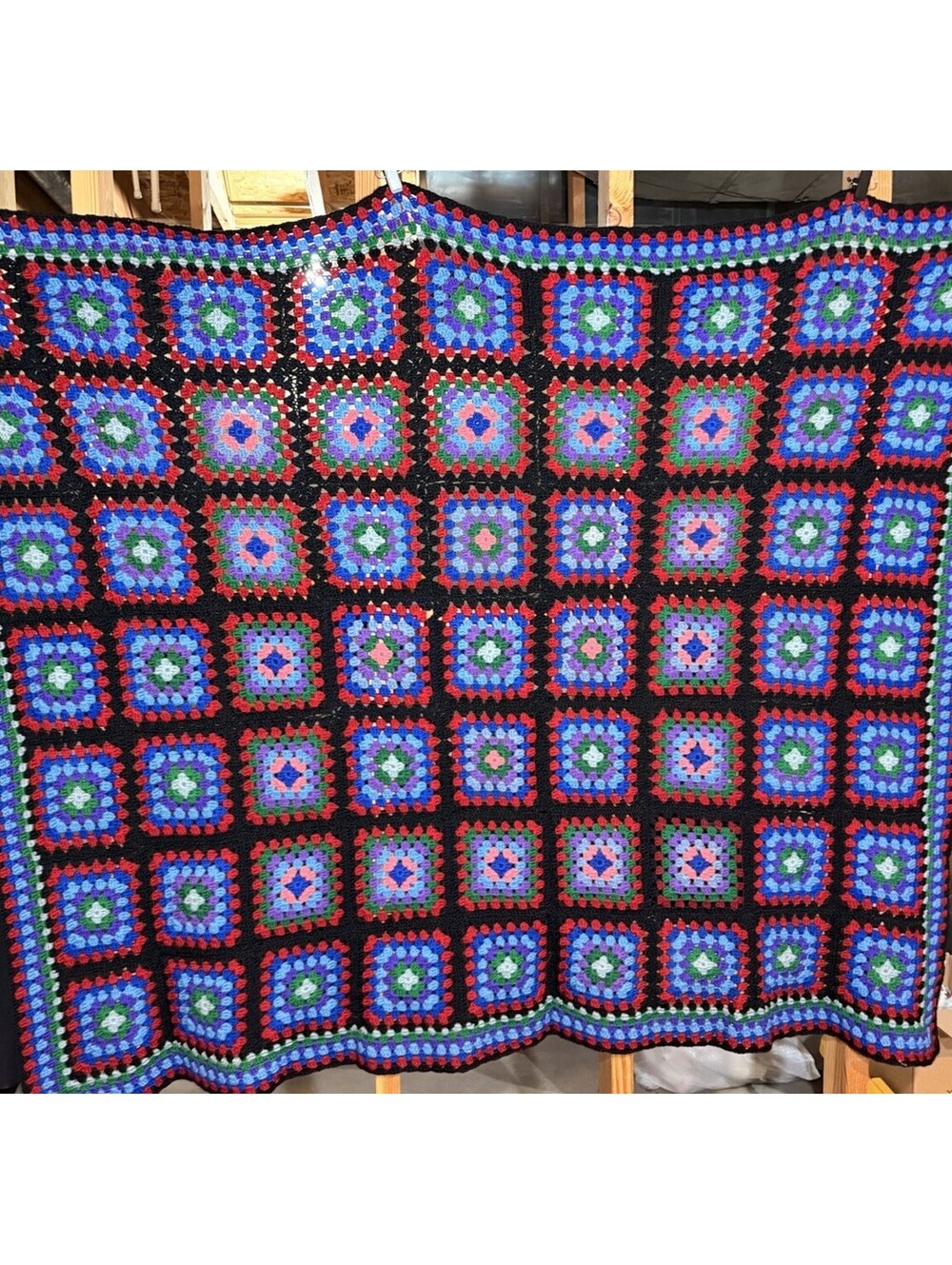 Colorful Handmade Throw Blanket Afghan 60" X 54"